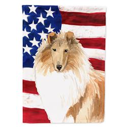 CK1719GF Patriotic USA Rough Collie Garden Size Flag