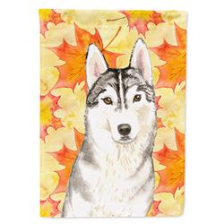 Fall Leaves Siberian Husky Garden Size Flag