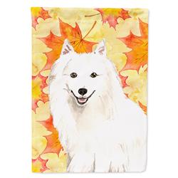 Fall Leaves Japanese Spitz Garden Size Flag
