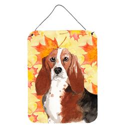 Fall Leaves Basset Hound Wall or Door Hanging Prints