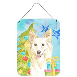 Christmas Tree White Collie Wall or Door Hanging Prints
