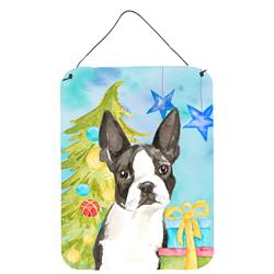 Christmas Tree Boston Terrier Wall or Door Hanging Prints