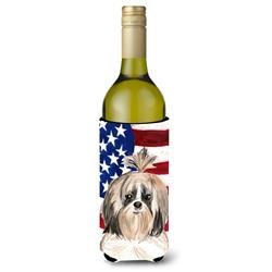 Patriotic USA Shih Tzu Wine Bottle Beverge Insulator Hugger