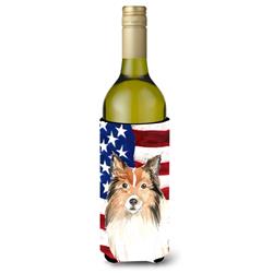 Picture of Carolines Treasures CK1716LITERK Patriotic USA Sheltie Wine Bottle Beverge Insulator Hugger