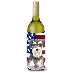 Picture of Carolines Treasures CK1722LITERK Patriotic USA Schnauzer No.2 Wine Bottle Beverge Insulator Hugger