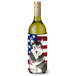 Patriotic USA Alaskan Malamute Wine Bottle Beverge Insulator Hugger