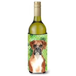 Picture of Carolines Treasures CK1810LITERK Shamrocks Boxer Wine Bottle Beverge Insulator Hugger