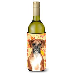 Fall Leaves Boxer Wine Bottle Beverge Insulator Hugger