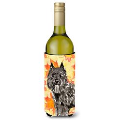 Fall Leaves Bouvier Des Flandres Wine Bottle Beverge Insulator Hugger
