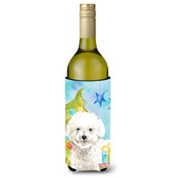 Picture of Carolines Treasures CK1888LITERK Christmas Tree Bichon Frise Wine Bottle Beverge Insulator Hugger
