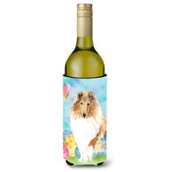 Picture of Carolines Treasures CK1904LITERK Easter Eggs Rough Collie Wine Bottle Beverge Insulator Hugger