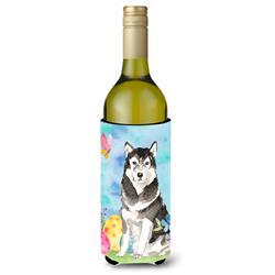Picture of Carolines Treasures CK1909LITERK Easter Eggs Alaskan Malamute Wine Bottle Beverge Insulator Hugger
