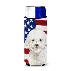 Picture of Carolines Treasures CK1740MUK Patriotic USA Bichon Frise Michelob Ultra Hugger for Slim Cans