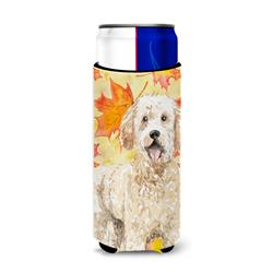 Picture of Carolines Treasures CK1842MUK Fall Leaves Goldendoodle Michelob Ultra Hugger for Slim Cans