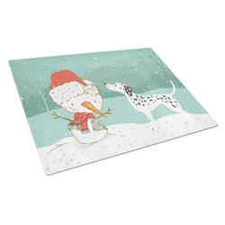 Dalmatian & Snowman Christmas Glass Cutting Board - Large