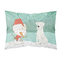 White Boxer & Snowman Christmas Fabric Standard Pillowcase