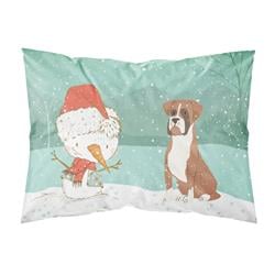 Fawn Boxer & Snowman Christmas Fabric Standard Pillowcase