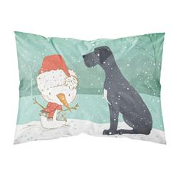 Black Great Dane & Snowman Christmas Fabric Standard Pillowcase