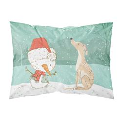 Brindle Greyhound Snowman Christmas Fabric Standard Pillowcase