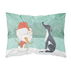 Black Greyhound Snowman Christmas Fabric Standard Pillowcase