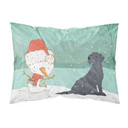 Black Labrador Snowman Christmas Fabric Standard Pillowcase