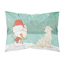 Yellow Labrador Snowman Christmas Fabric Standard Pillowcase