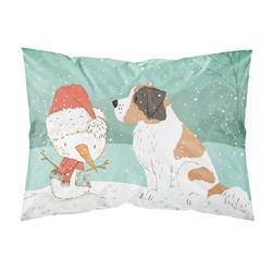 Saint Bernard Snowman Christmas Fabric Standard Pillowcase
