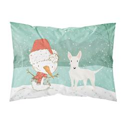 White Bull Terrier Snowman Christmas Fabric Standard Pillowcase