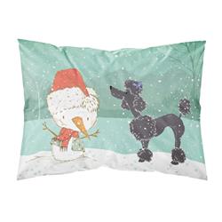 Black Poodle Snowman Christmas Fabric Standard Pillowcase