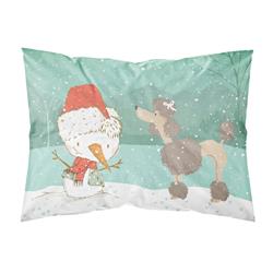 Chocolate Poodle Snowman Christmas Fabric Standard Pillowcase