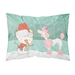 Pink Poodle Snowman Christmas Fabric Standard Pillowcase