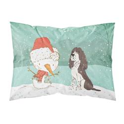 Brown English Springer Spaniel Snowman Christmas Fabric Standard Pillowcase