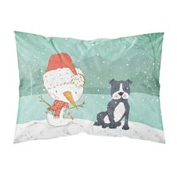 Black Staffie Snowman Christmas Fabric Standard Pillowcase