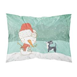 Black Chihuahua Snowman Christmas Fabric Standard Pillowcase