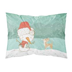 Tan Chihuahua Snowman Christmas Fabric Standard Pillowcase