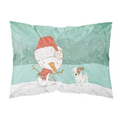 Jack Russell Terrier Snowman Christmas Fabric Standard Pillowcase