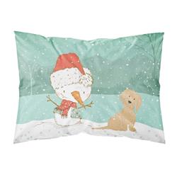 Brown Maltese Snowman Christmas Fabric Standard Pillowcase