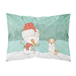 Brown & White Terrier Snowman Christmas Fabric Standard Pillowcase