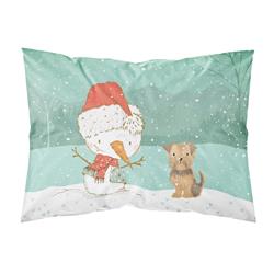 Yorkie Natural Ears Snowman Christmas Fabric Standard Pillowcase