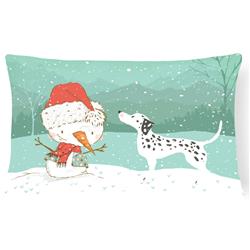 Dalmatian & Snowman Christmas Canvas Fabric Decorative Pillow