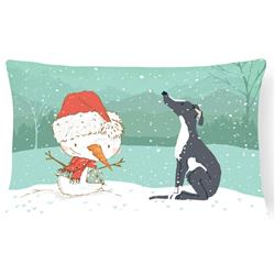 Black Greyhound Snowman Christmas Canvas Fabric Decorative Pillow
