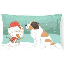 Saint Bernard Snowman Christmas Canvas Fabric Decorative Pillow