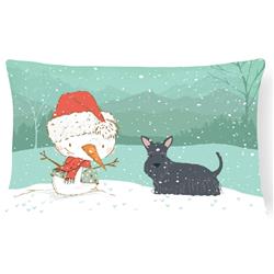 Scottish Terrier Snowman Christmas Canvas Fabric Decorative Pillow
