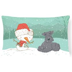 Lakeland Terrier Snowman Christmas Canvas Fabric Decorative Pillow