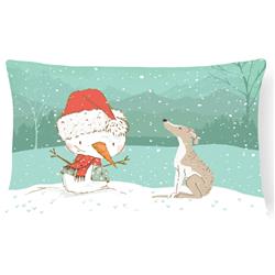 Whippet Snowman Christmas Canvas Fabric Decorative Pillow