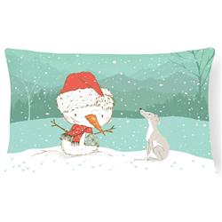 Italian Greyhound Snowman Christmas Canvas Fabric Decorative Pillow