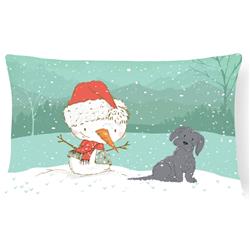 Black Maltese Snowman Christmas Canvas Fabric Decorative Pillow