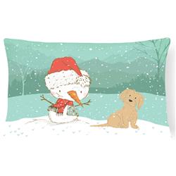 Brown Maltese Snowman Christmas Canvas Fabric Decorative Pillow