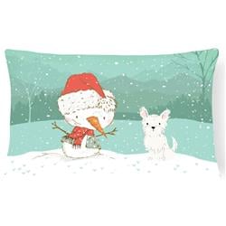 Westie Terrier Snowman Christmas Canvas Fabric Decorative Pillow