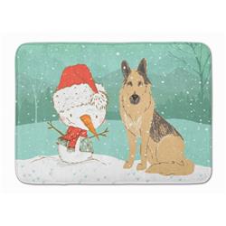 CK2033RUG German Shepherd & Snowman Christmas Machine Washable Memory Foam Mat